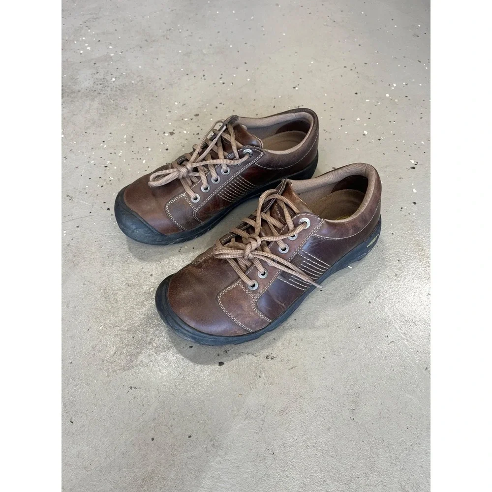 Keen Austin Shoes Mens 9.5 Brown Leather Water Resistant Lace Up Cushioned